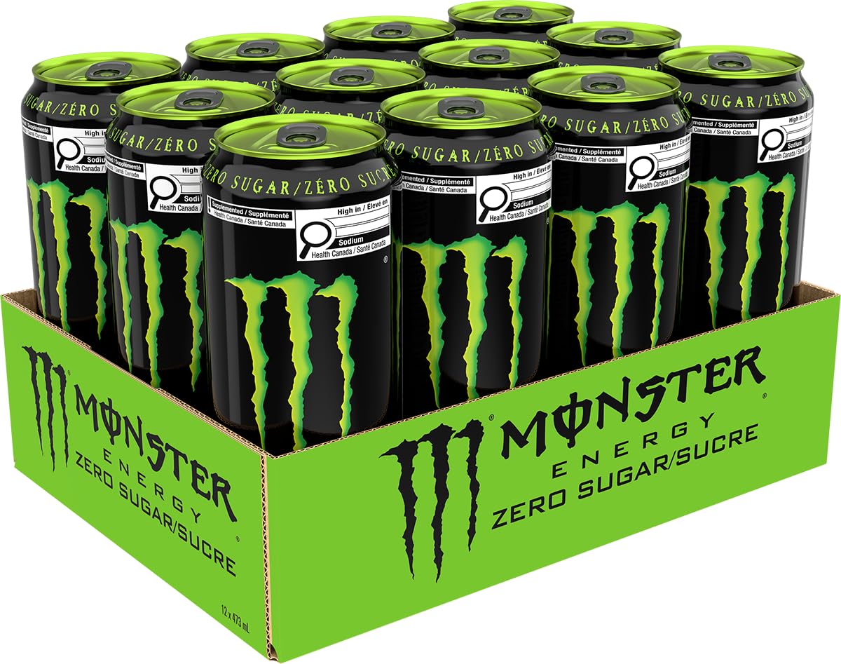 MONSTER ENERGY, Zero Sugar, 473 mL Cans (12 Pack) – Zero Sugar